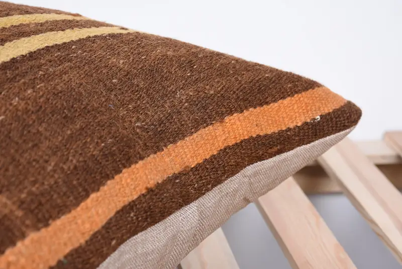 Bed Pillow, Throw Kilim Pillow, Neutral Pillow, Colorful Cushion Cover, Kilim Cushion Sham, Cushion Cover, 18x18 Brown Pillow, Vintage Kilim Pillow - 7