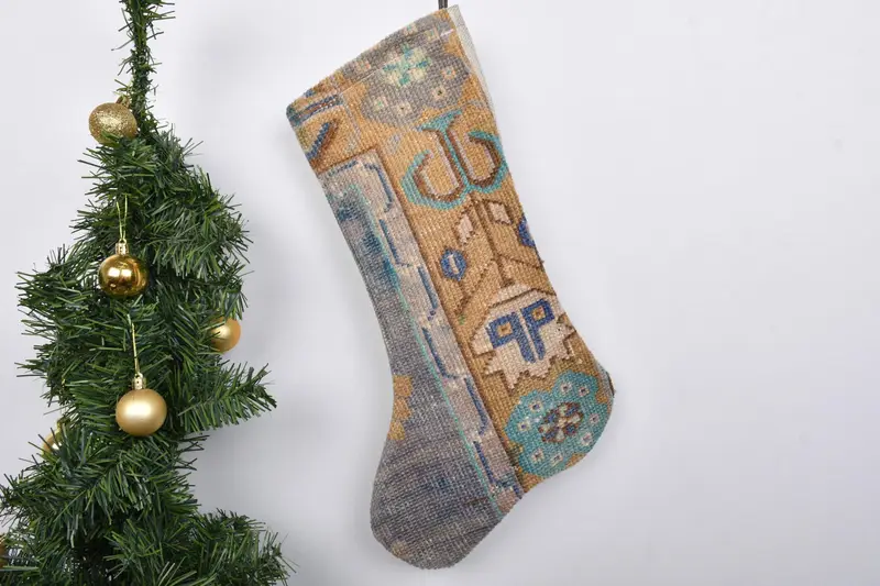 Patrón de adornos navideños, calcetín navideño de 7 pulgadas de ancho