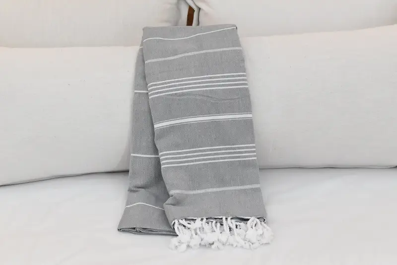 Bedspread, Family Gift Basket, Throw Blanket, Bachelorette Party Favors, Shower Curtain, Customized Throw Blankets, 96x80 Cotton Striped Towel - 5