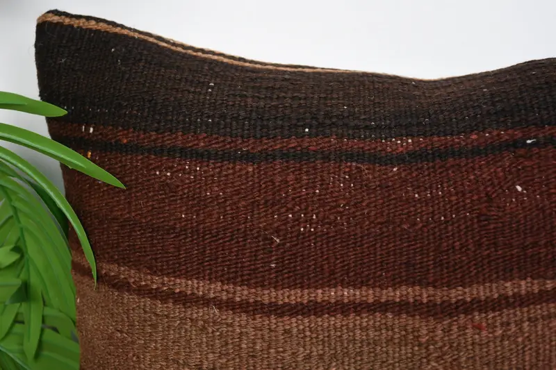 Farmhouse Pillow Cover, Pillow Cover, Handmade Kilim Cushion, Kilim Pillow, Throw Kilim Pillow, 16x16 Brown Pillow Case, Outdoor Throw Cushion - 2