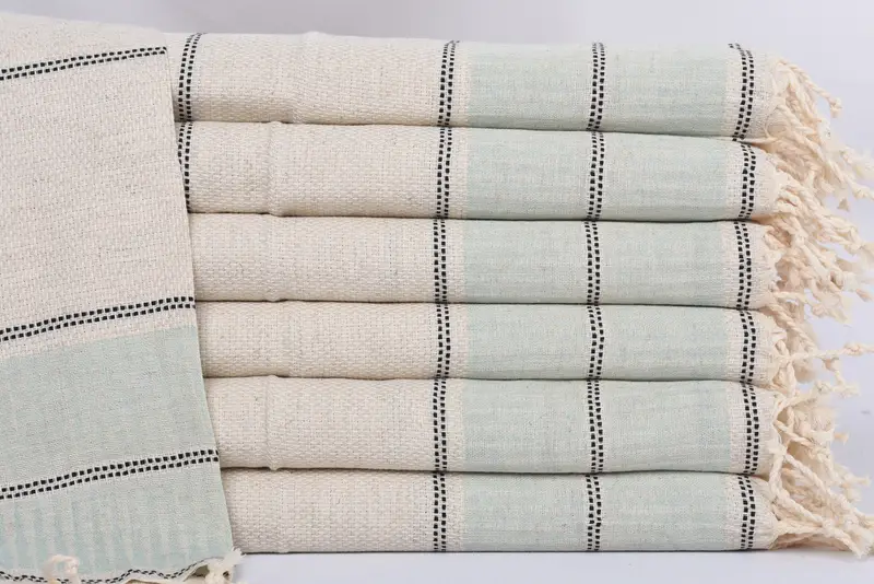 Monogram Kitchen Towel, Personalized Hand Towel, Mint, Striped, 20x40 Inches