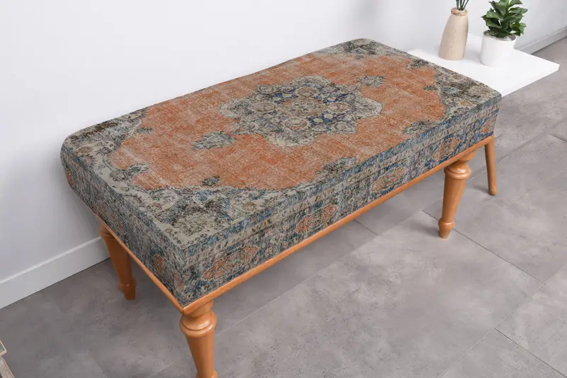 Modular Ottoman with Kilim-Inspired Pattern, Comfortable Sofa Set Ottoman