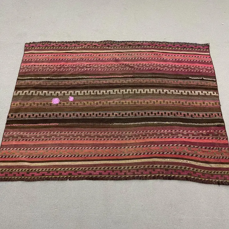 Elegant Pink & Brown Rug, 152x116 cm