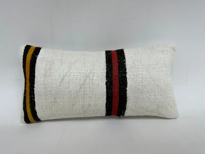 Tribal Cushion, 10x20 Beige Cushion, Pillow for Sofa, Boho Pillow, Cushion Cover, Bed Pillow, Pastel Cushion Case, Ethnical Kilim Rug Pillow - 1