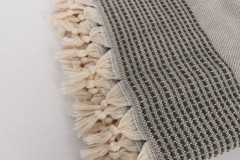 Monogram battaniye, gelin partisi hediyeleri, ilk evlilik yıldönümü hediyesi, Bachelorette hediyeleri, 96x92 pamuklu çizgili havlu, kişiselleştirilmiş hediyeler - 7