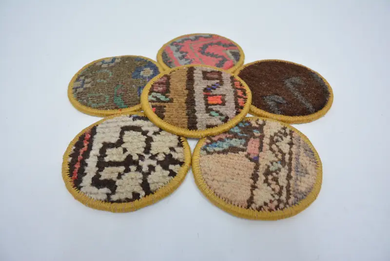 Boho Brown &Beige Round Coaster, Unique Boho Coaster