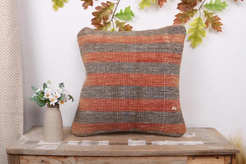 Cushion, Handmade Kilim Cushion, Retro Throw Pillow, Ethnical Kilim Rug Pillow, 18x18 Red Pillow Case, Throw Kilim Pillow, Turkish Rugs Pillow - 1