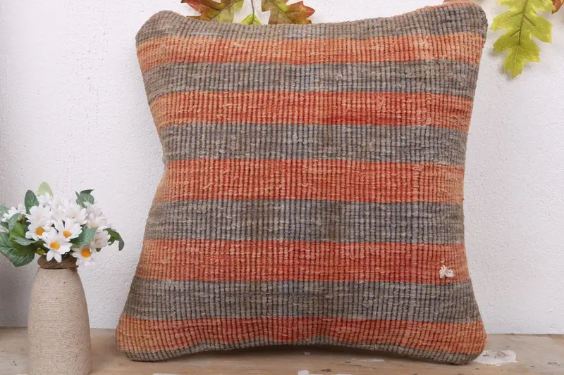 Cushion, Handmade Kilim Cushion, Retro Throw Pillow, Ethnical Kilim Rug Pillow, 18x18 Red Pillow Case, Throw Kilim Pillow, Turkish Rugs Pillow - 2