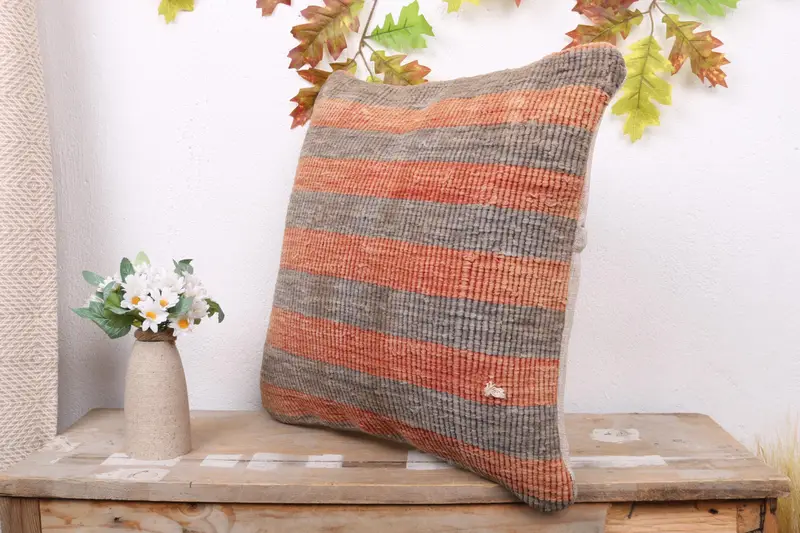 Cushion, Handmade Kilim Cushion, Retro Throw Pillow, Ethnical Kilim Rug Pillow, 18x18 Red Pillow Case, Throw Kilim Pillow, Turkish Rugs Pillow - 4