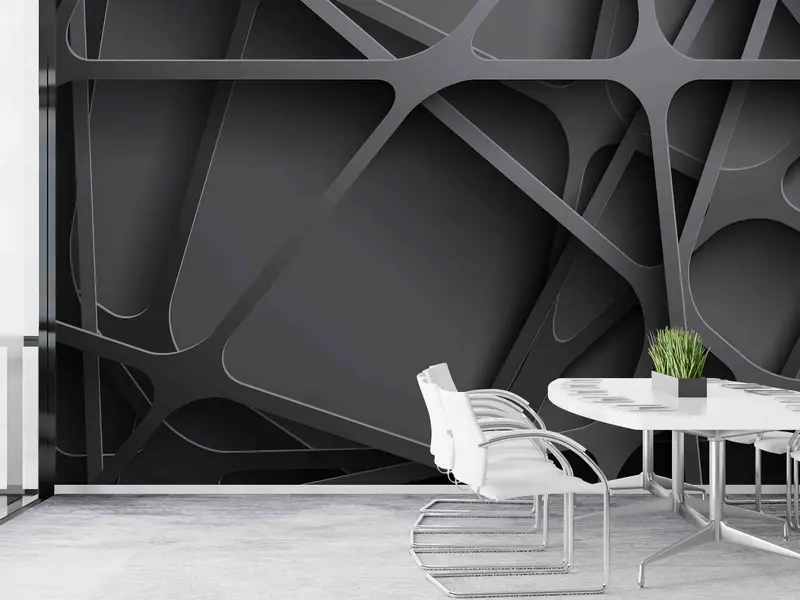 Elegante 3D-Tapete mit abstraktem schwarzem Metallic-Effekt