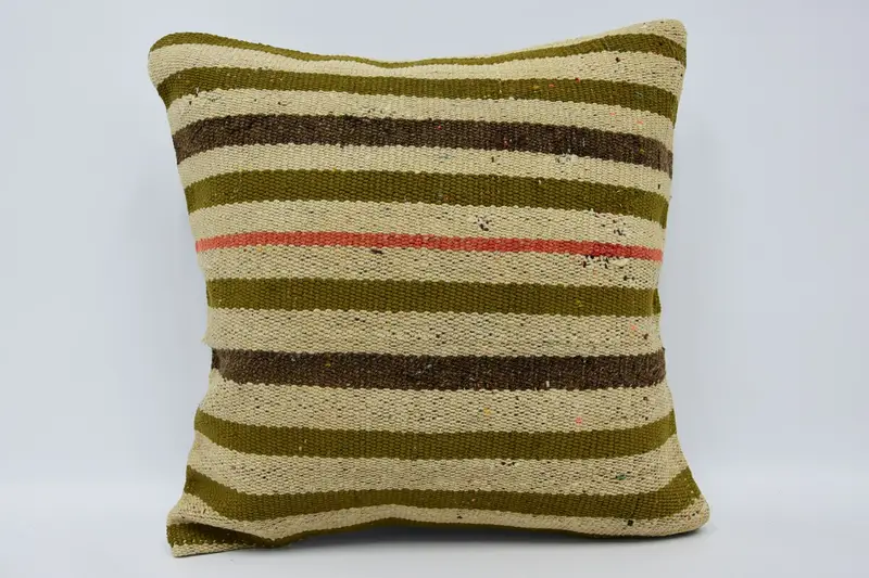 Hippie Throw Pillow Case, Kilim Rug Pillow Sham, 18x18 Beige Pillow Case, Cushion Case, Kilim Pillow, Turkish Pillow, Pillow for Couch - 1