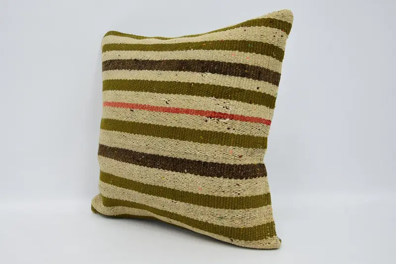 Hippie Throw Pillow Case, Kilim Rug Pillow Sham, 18x18 Beige Pillow Case, Cushion Case, Kilim Pillow, Turkish Pillow, Pillow for Couch - 4