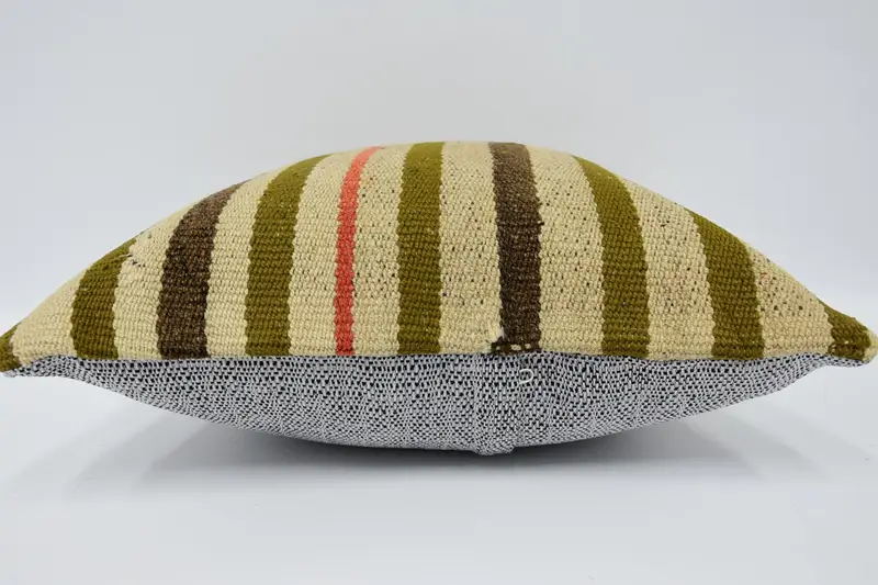 Hippie Throw Pillow Case, Kilim Rug Pillow Sham, 18x18 Beige Pillow Case, Cushion Case, Kilim Pillow, Turkish Pillow, Pillow for Couch - 5