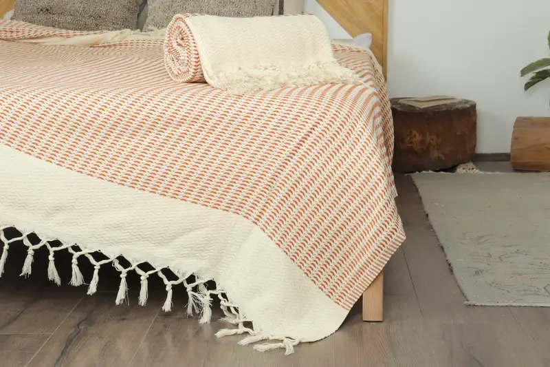 Woven Throw Blanket, Thanksgiving Tablecloth, Bachelorette Gifts, 90x76 Cotton Diamond Towel, Bridesmaid Gifts, Monogram Beach Blanket, Bride Gift - 7