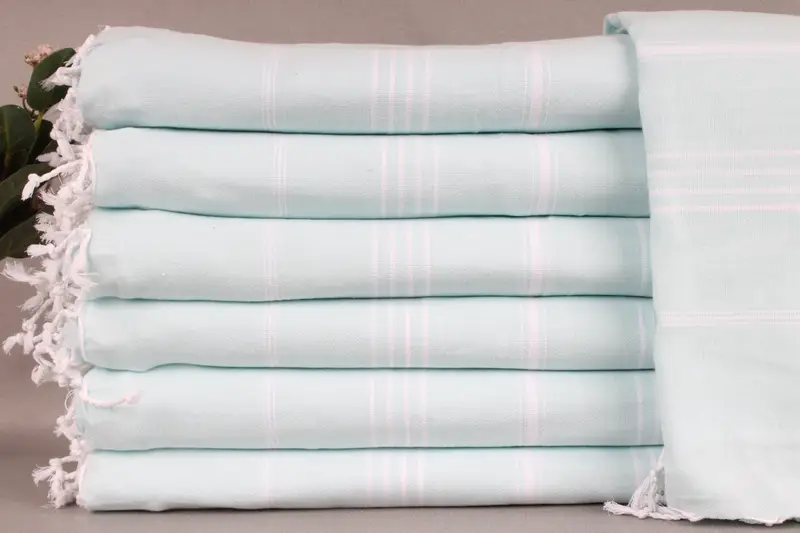Custom Mint Striped Blanket Couch Throw Handmade Bedspread, 79x95 Inches