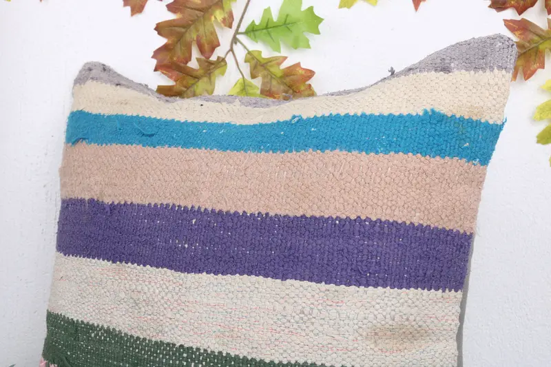 Pillow Case, Ethnical Kilim Rug Pillow, Customized Pillow, Vintage Kilim Pillow, 20x20 Blue Cushion Cover, Gift Pillow, Ikat Cushion Cover - 5
