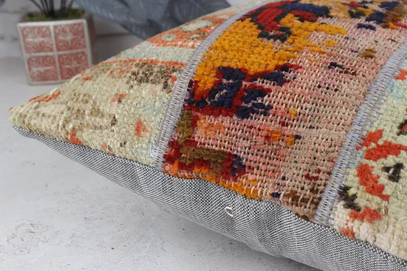 Home Decor Pillow, Kilim Pillow, 16x24 Orange Cushion Case, Oriental Pillow Cover, Cushion Case, Living Room Throw Cushion, Throw Kilim Pillow - 6