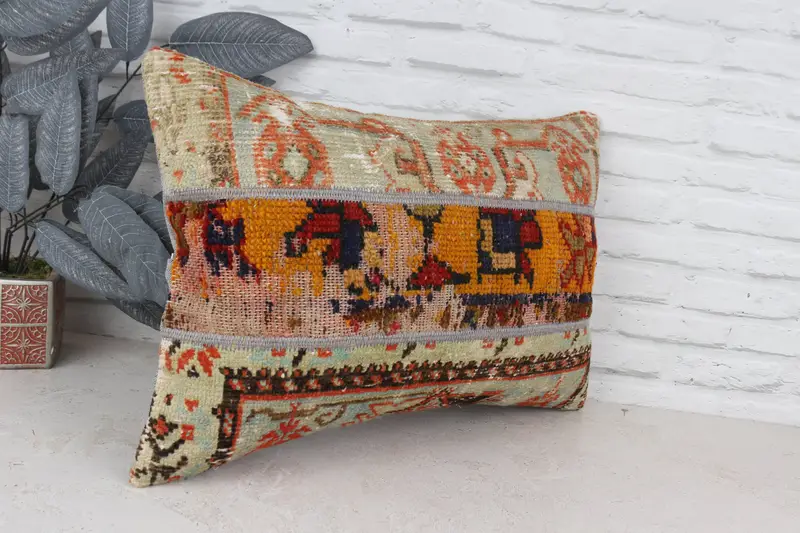 Home Decor Pillow, Kilim Pillow, 16x24 Orange Cushion Case, Oriental Pillow Cover, Cushion Case, Living Room Throw Cushion, Throw Kilim Pillow - 3