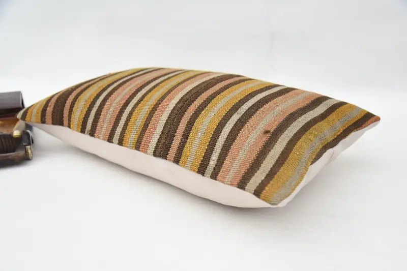 Pillow, 12x20 Brown Pillow, Handmade Kilim Cushion, Chair Pillow Cover, Boho Pillow, Living Room Throw Cushion, Pillow for Couch, Bed Pillow Case - 6