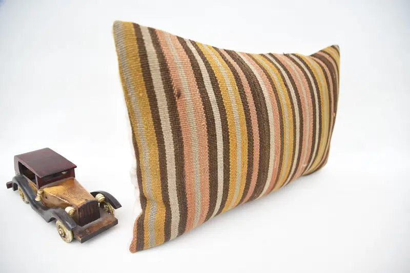 Pillow, 12x20 Brown Pillow, Handmade Kilim Cushion, Chair Pillow Cover, Boho Pillow, Living Room Throw Cushion, Pillow for Couch, Bed Pillow Case - 2