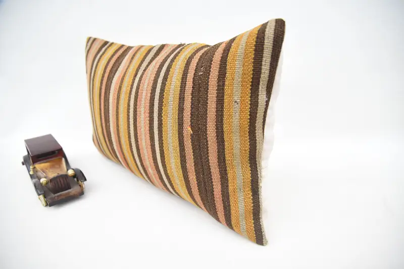 Pillow, 12x20 Brown Pillow, Handmade Kilim Cushion, Chair Pillow Cover, Boho Pillow, Living Room Throw Cushion, Pillow for Couch, Bed Pillow Case - 3