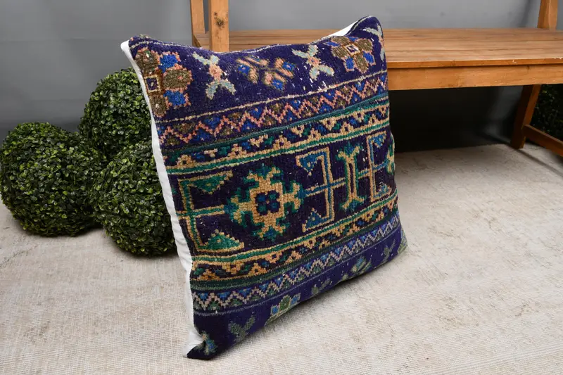 Pillow Case, Boho Pillow Sham Cover, Vintage Kilim Pillow, Handwoven Cushion Case, Interior Designer Pillow, 24x24 Red Cushion - 7