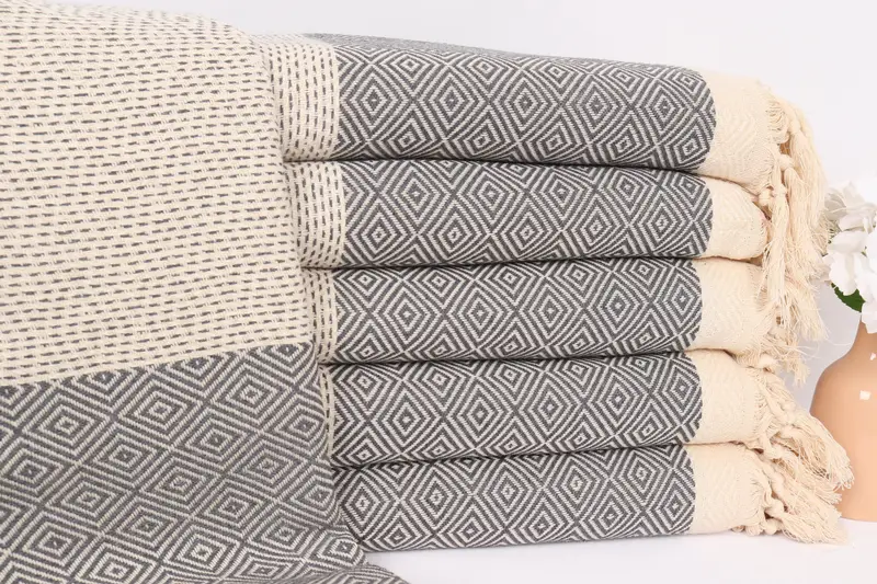 Family Gift Basket, Boho Throw Blankets, Organic Beach Blanket, Decorative Blanket, Birthday Gift, Tablecloth, 104x80 Cotton Diamond Towel - 1