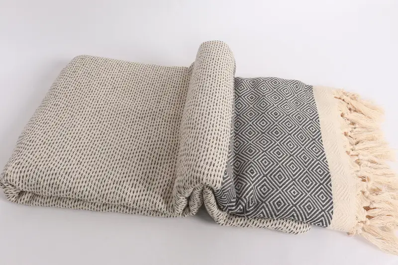 Family Gift Basket, Boho Throw Blankets, Organic Beach Blanket, Decorative Blanket, Birthday Gift, Tablecloth, 104x80 Cotton Diamond Towel - 6