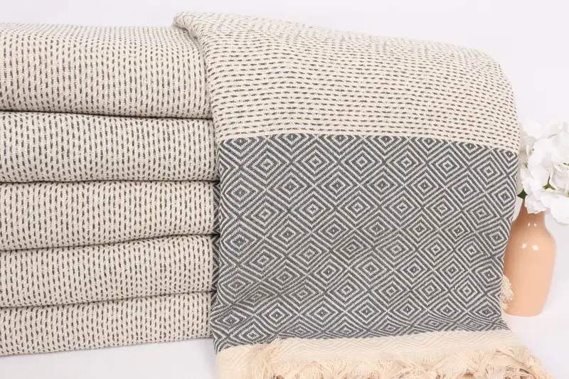 Family Gift Basket, Boho Throw Blankets, Organic Beach Blanket, Decorative Blanket, Birthday Gift, Tablecloth, 104x80 Cotton Diamond Towel - 2