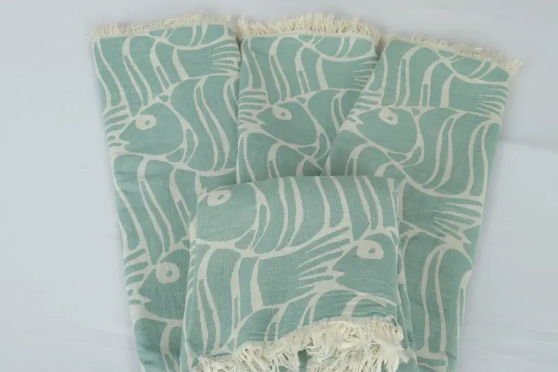 Turkish Blanket, Best Friend Wedding Gift, 70x60 Cotton Fish Design Towel, Bachelorette Gifts, Boho Throw Blankets, Home Decor Blankets - 5