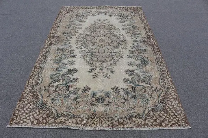 Türk Halısı 5,1x8,3 ft (154x252 cm), Kahverengi İkat Vintage Halı - 1