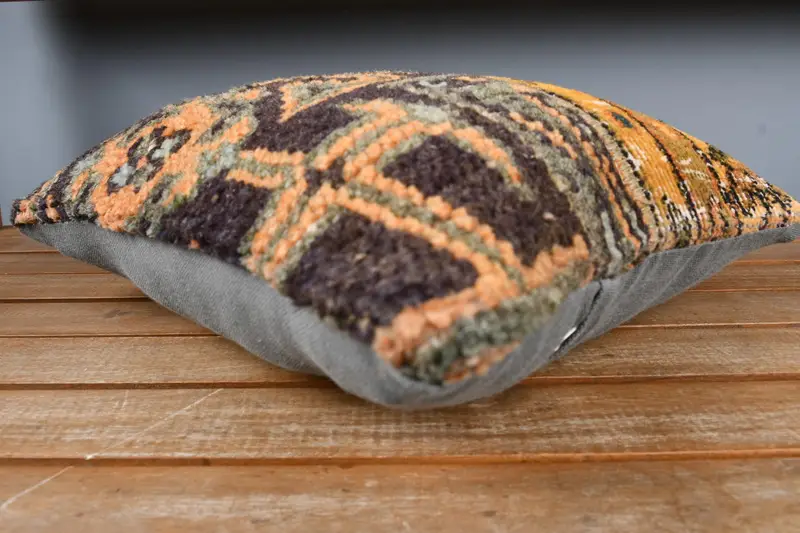 Boho Pillow Sham Cover, Vintage Pillow, 14x14 Blue Pillow, Handmade Rug Seat Pillow Case, Ethnical Kilim Rug Pillow, Cushion Cover - 4