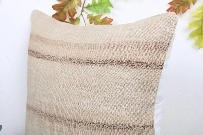 Pillow, Kilim Cushion Sham, Handmade Kilim Cushion, Turkish Kilim Pillow, Sofa Pillow, 20x20 Beige Cushion Case, Vintage Kilim Pillow Cushion Case - 5
