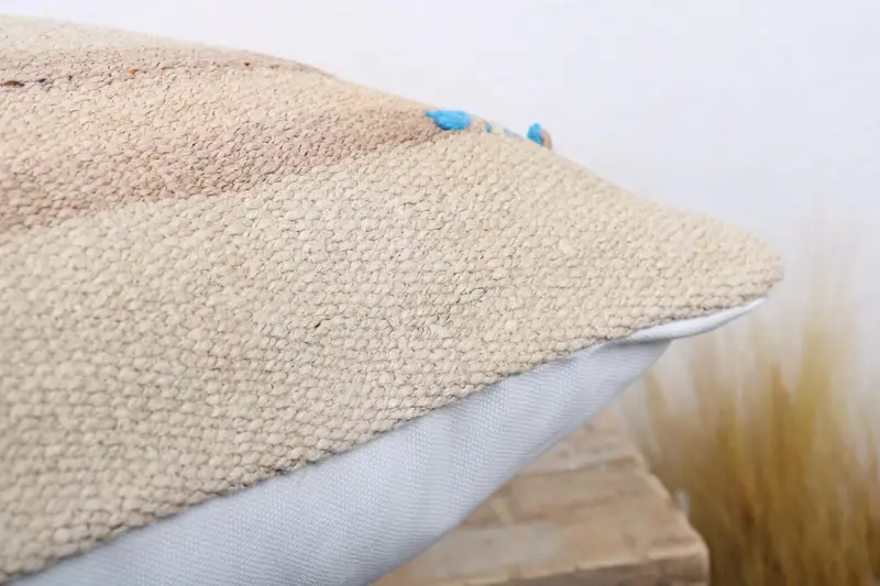 Pillow, Kilim Cushion Sham, Handmade Kilim Cushion, Turkish Kilim Pillow, Sofa Pillow, 20x20 Beige Cushion Case, Vintage Kilim Pillow Cushion Case - 6
