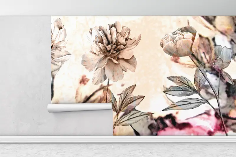 Paper Wall Art ,Abstract Wallpaper,Peony Wall Poster,Modern Wall Paper,Flower Wall Mural,Bright Wall Paper,Botanical Wall Decor, - 3