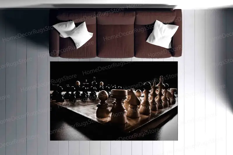 Chess Board Design Printed Rug: Perfect Office or Gift Rug