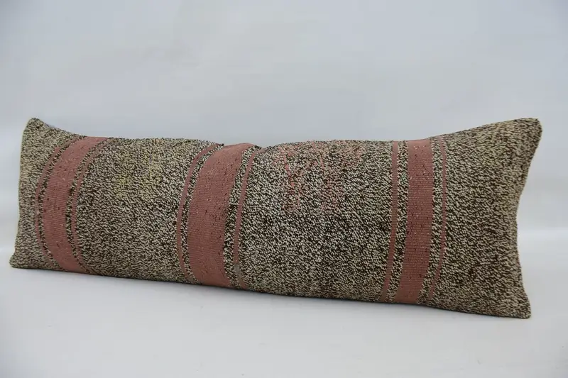 Kilim Cushion Sham, 12x36 Beige Pillow, Handwoven Pillow Cover Cushion Case, Turkish Pillow, Cushion, Vintage Kilim Throw Pillow - 5