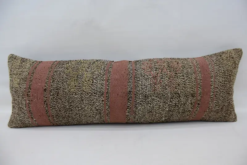 Kilim Cushion Sham, 12x36 Beige Pillow, Handwoven Pillow Cover Cushion Case, Turkish Pillow, Cushion, Vintage Kilim Throw Pillow - 4