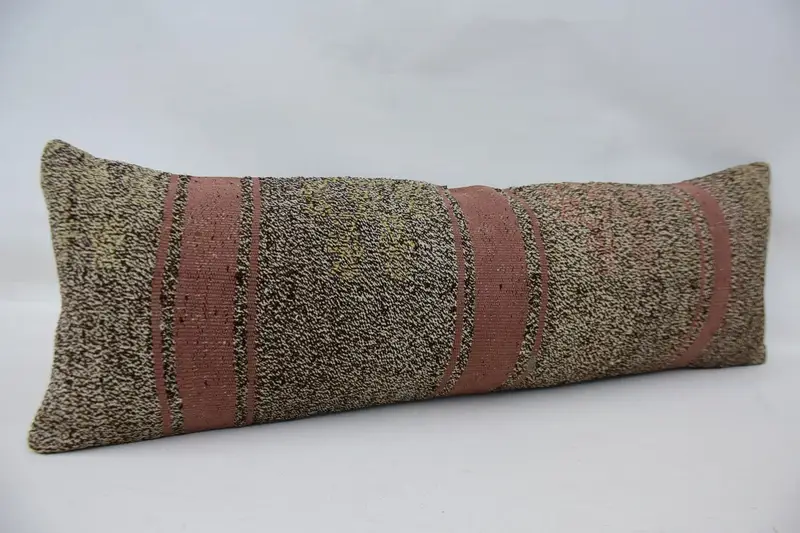 Kilim Cushion Sham, 12x36 Beige Pillow, Handwoven Pillow Cover Cushion Case, Turkish Pillow, Cushion, Vintage Kilim Throw Pillow - 3