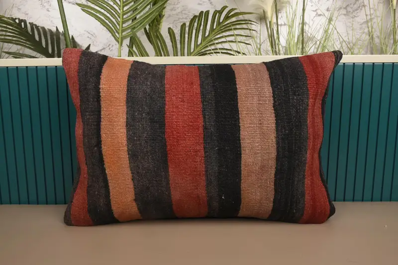 Striped Throw Pillowcase, 40x60 cm Red Pillow, Gift Cushion - 1