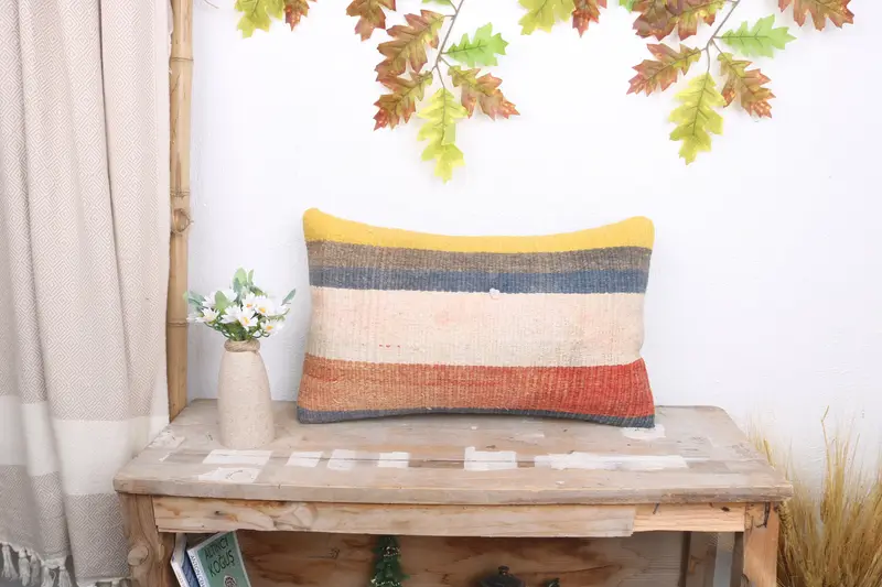 12x20 White Pillow Sham, Christmas Cushion Cover, Interior Designer Pillow, Kilim Pillow, Bed Pillow, Throw Kilim Pillow, Muted Pillow, Pillow - 1