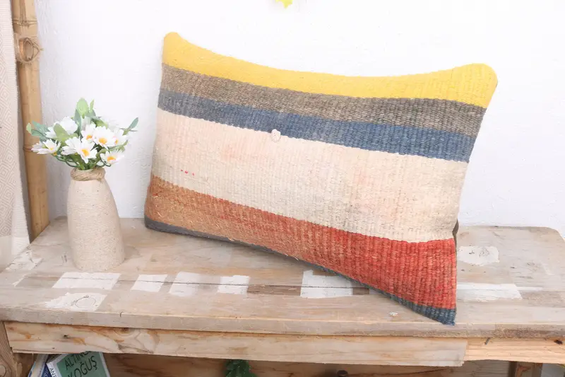 12x20 White Pillow Sham, Christmas Cushion Cover, Interior Designer Pillow, Kilim Pillow, Bed Pillow, Throw Kilim Pillow, Muted Pillow, Pillow - 4