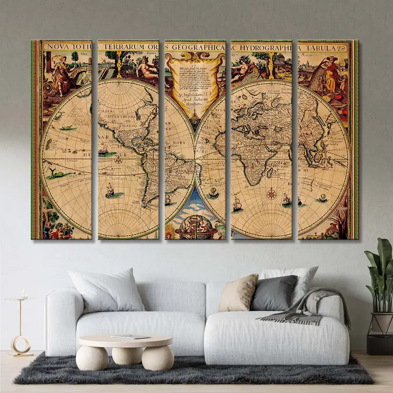 Vintage World Map, World Map Poster, Antique Style World Map, Noua Totius Terrarum, Old World Map, Large Wall Decor, Wall Map , Map Canvas - 3