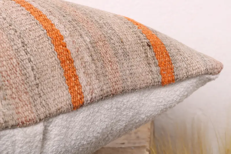 Antique Pillows, Kilim Pillow Cover, Pillow Cover, Ethnical Kilim Rug Pillow, Outdoor Patio Pillow Case, 20x20 Orange Cushion Case - 6