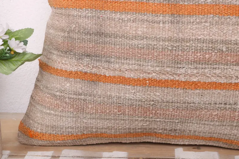 Antique Pillows, Kilim Pillow Cover, Pillow Cover, Ethnical Kilim Rug Pillow, Outdoor Patio Pillow Case, 20x20 Orange Cushion Case - 3