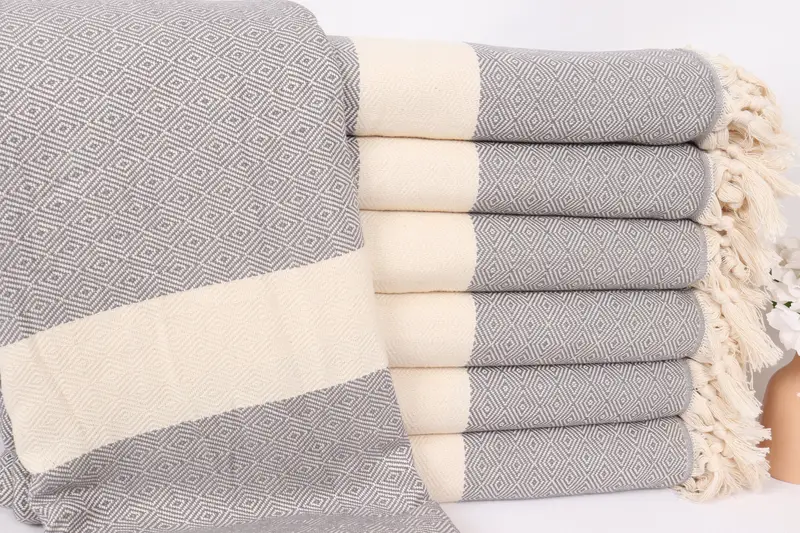 Monogram Blanket, Christmas Tablecloth, 92x80 Cotton Diamond Towel, Housewarming Gift, King Size Bedspread, Turkish Cotton Blanket, Turkish Blanket - 1