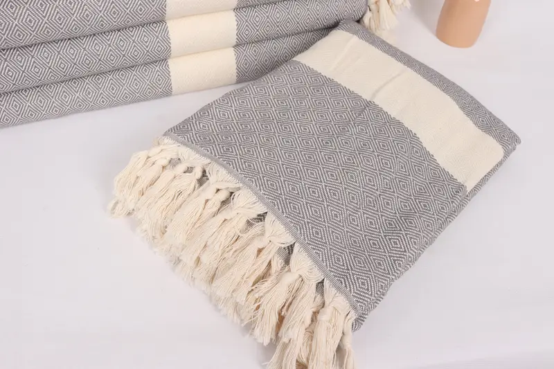 Monogram Blanket, Christmas Tablecloth, 92x80 Cotton Diamond Towel, Housewarming Gift, King Size Bedspread, Turkish Cotton Blanket, Turkish Blanket - 5
