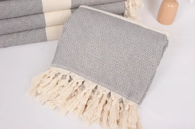 Monogram Blanket, Christmas Tablecloth, 92x80 Cotton Diamond Towel, Housewarming Gift, King Size Bedspread, Turkish Cotton Blanket, Turkish Blanket - 4
