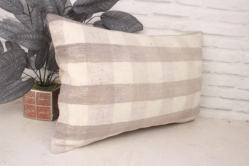 Boho Pillow Sham Cover, Luxury Cushion Cover, Interior Designer Pillow, Vintage Kilim Pillow, Pillow Cover, 16x24 White Pillow Cover - 3