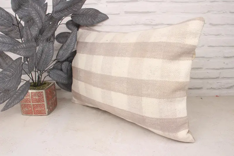 Boho Pillow Sham Cover, Luxury Cushion Cover, Interior Designer Pillow, Vintage Kilim Pillow, Pillow Cover, 16x24 White Pillow Cover - 4